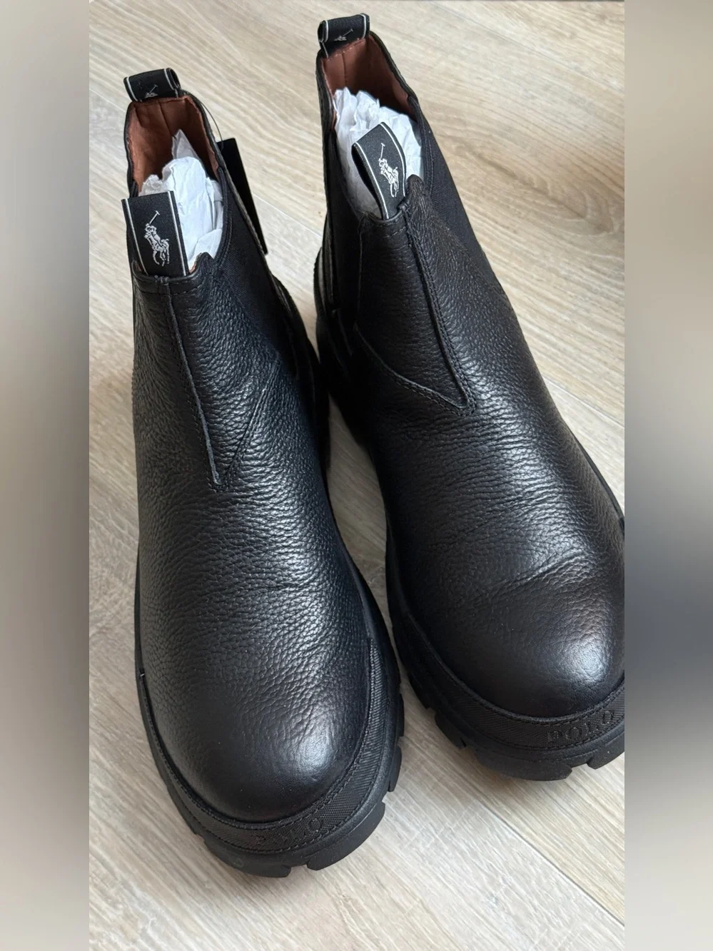 Polo by Ralph Lauren Black Leather Chelsea Boots